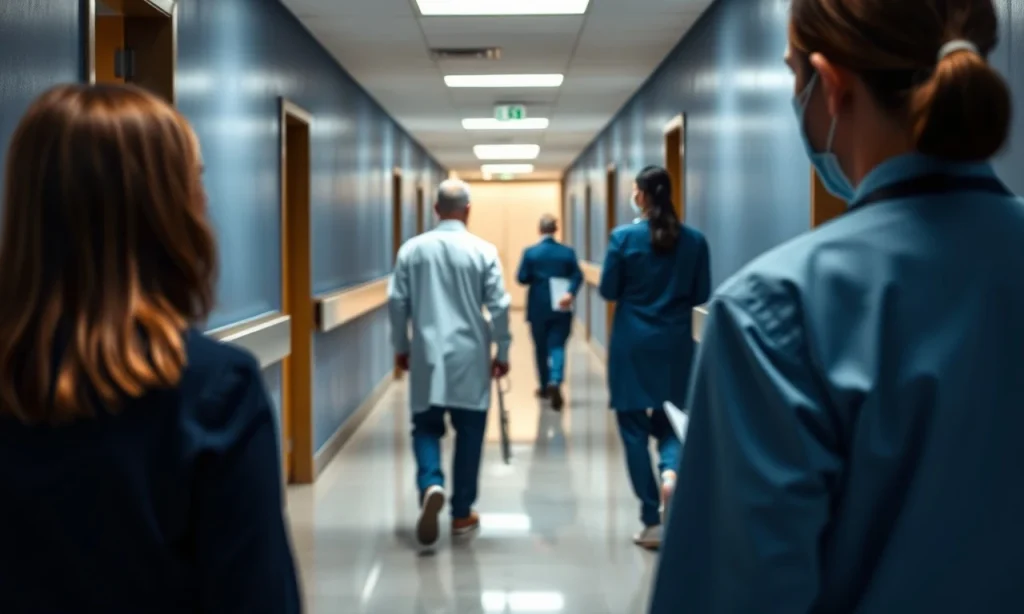 Médico residente caminhando pelo hospital refletindo sobre a indenização por falta de auxílio moradia na residência médica