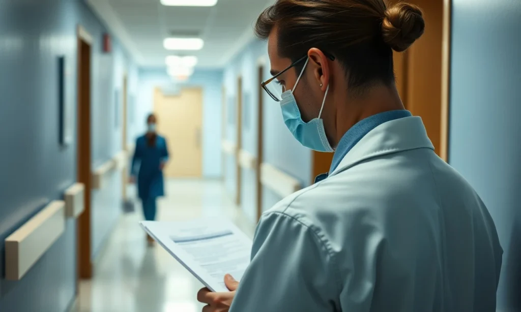 Médico em ambiente hospitalar analisando direitos sobre o não pagamento de auxílio moradia na residência médica