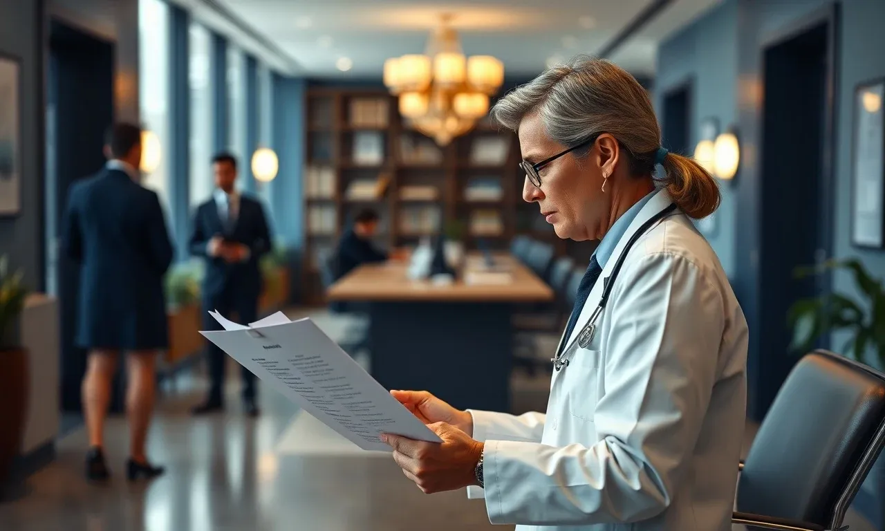 Médico analisando documento em seu escritório após receber notificação do CRM o que fazer
