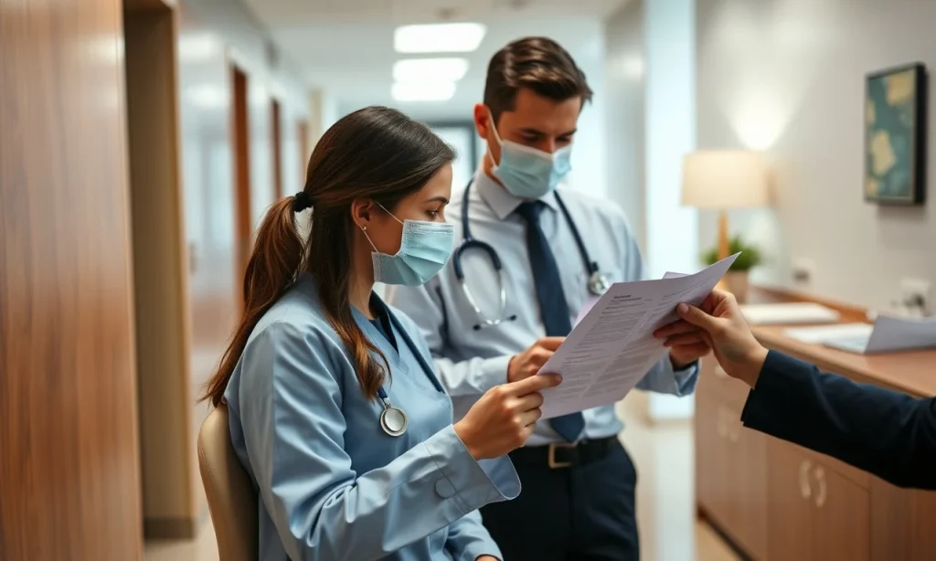 Cirurgião-dentista apresentando o termo de consentimento livre e esclarecido na odontologia defesa para paciente no consultório